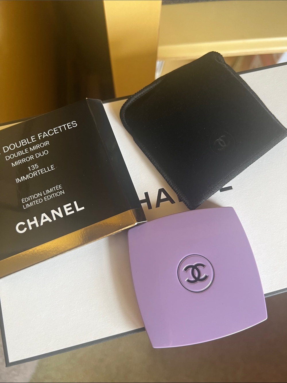 CHANEL Lavender Compact Mirror Duo with CC Logo